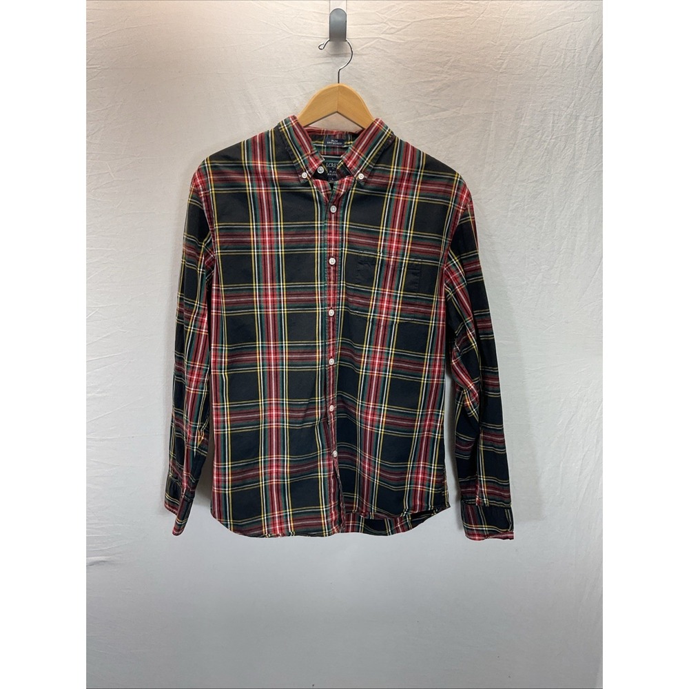 J. Crew Men's Flex Washed Shirt Slim Untucked Fit Lng Sleeve Size L Plaid Preppy